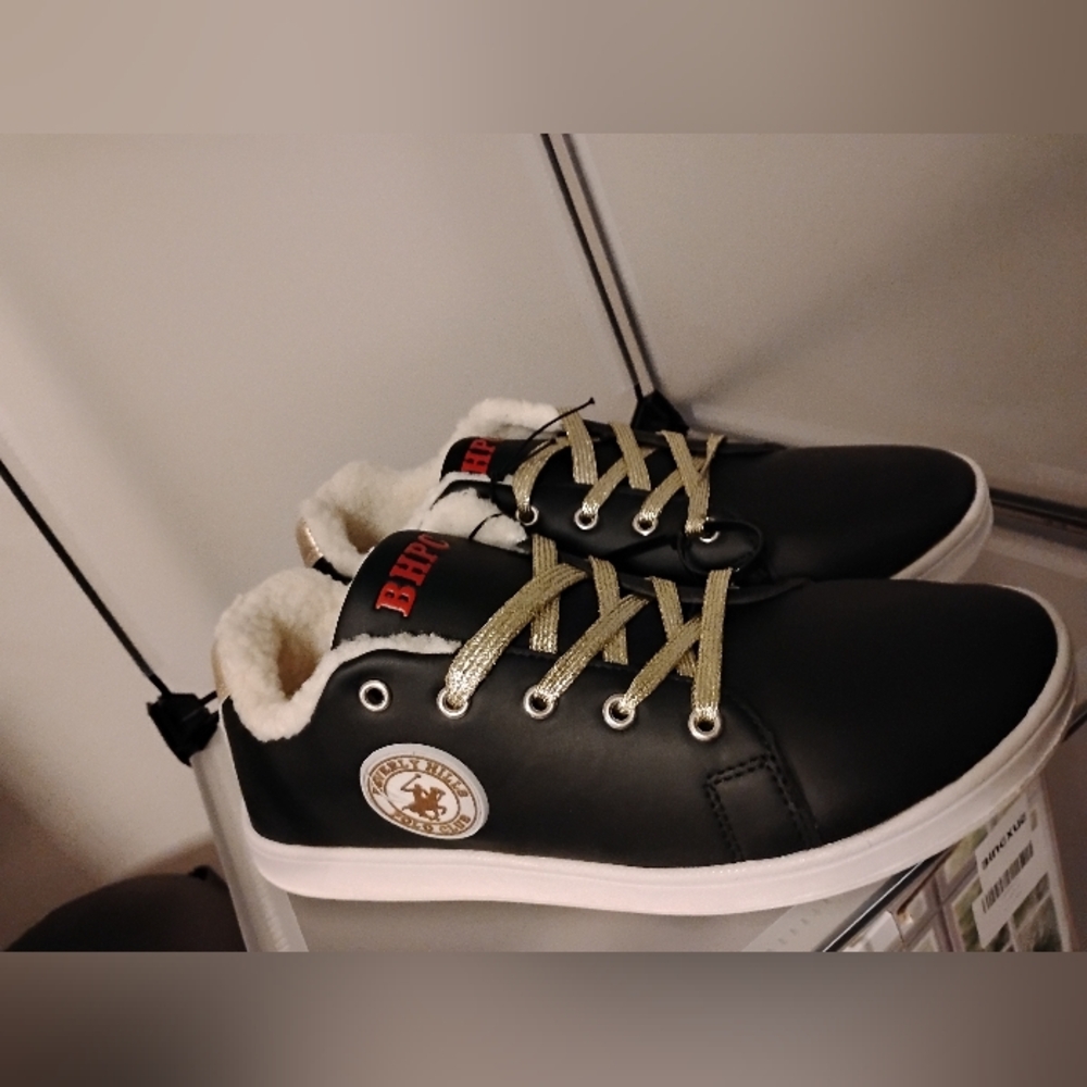 New Beverly Hills Polo Club Black Women Lace Up Sneakers Shoes Size 8